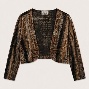 Vtg J. Harris Snake Velvet Bolero Brown Animal 8 maximalist whimsigoth gold